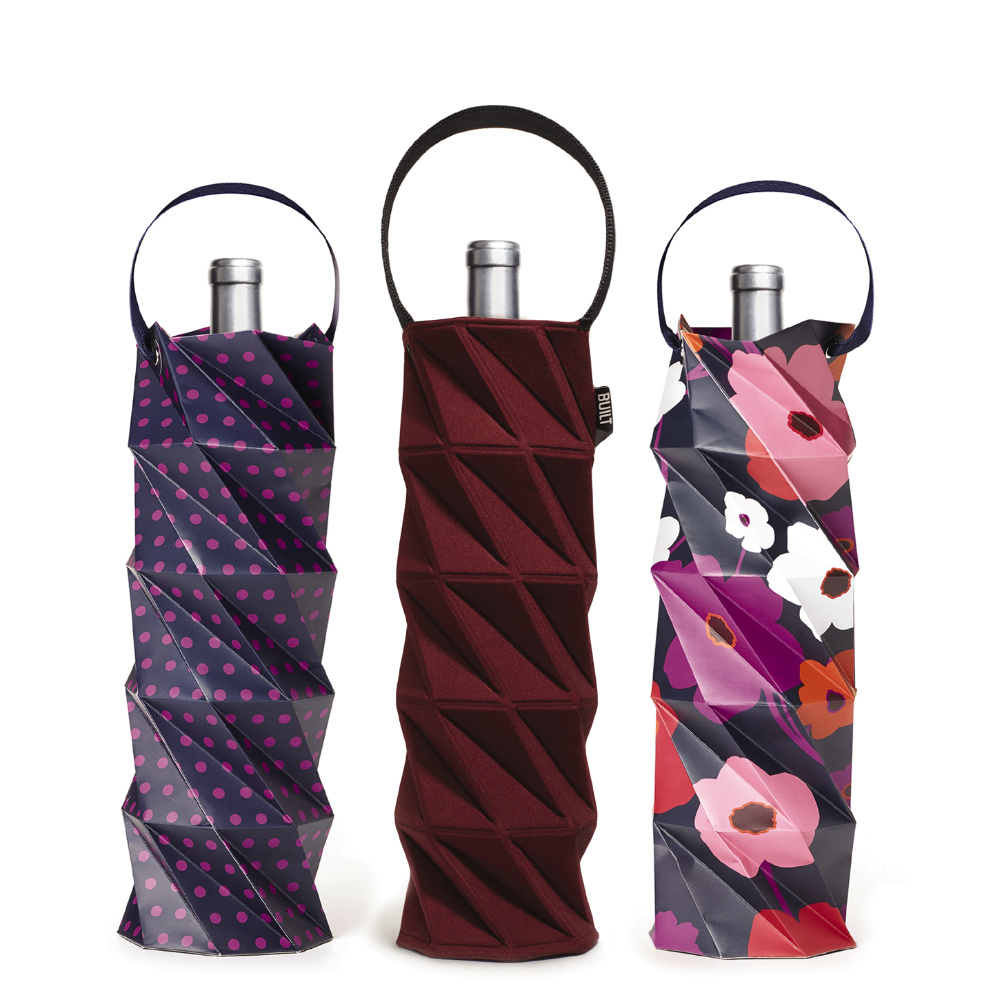 BUILT NY Origami Wine & Water Reusable Neoprene Tote Carrier w/ Handle