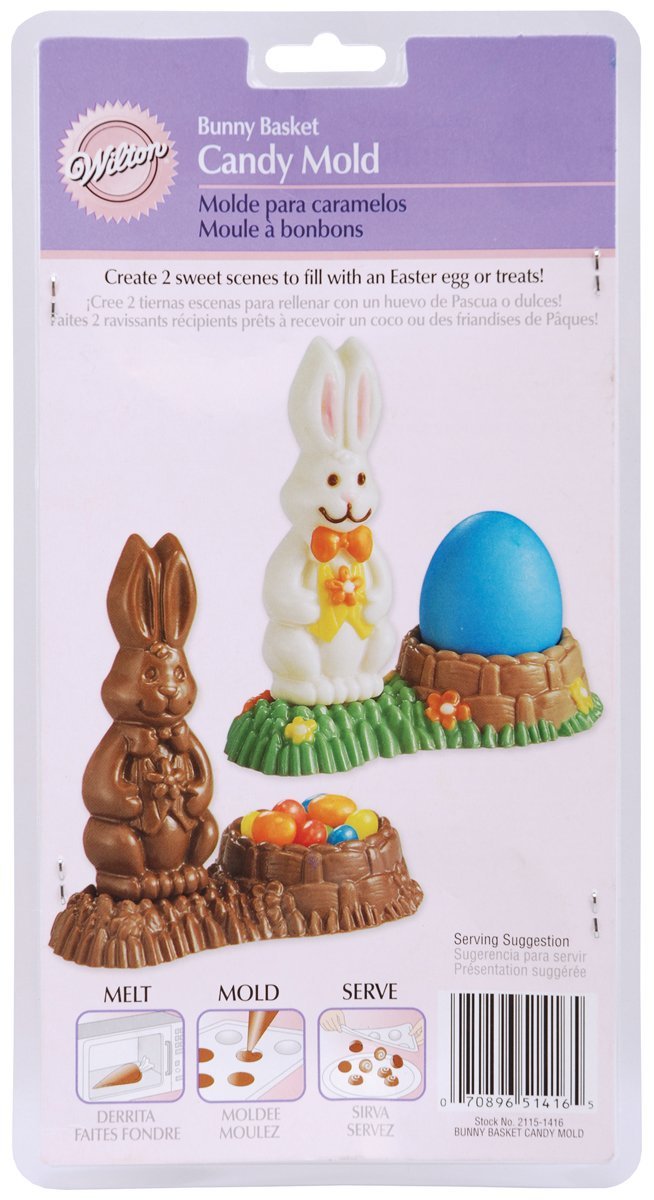 Wilton Easter Bunny Egg Basket 4 Cavity Mold Chocolate Candy Holds Egg