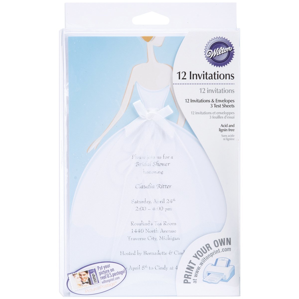 Wilton Diy Bridal Shower Bride With Tulle Train Invitation Kit 12 Wilton Diy Bridal Shower Invitation Kit 12 Pack