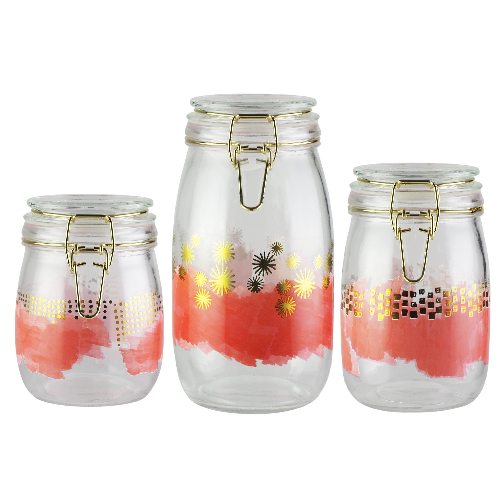 Style Setter Kitchen Glass Canister Set Food Storage Dry Goods With Details About Style Setter Kitchen Glass Canister Set Food Storage Dry Goods With Attached Lid