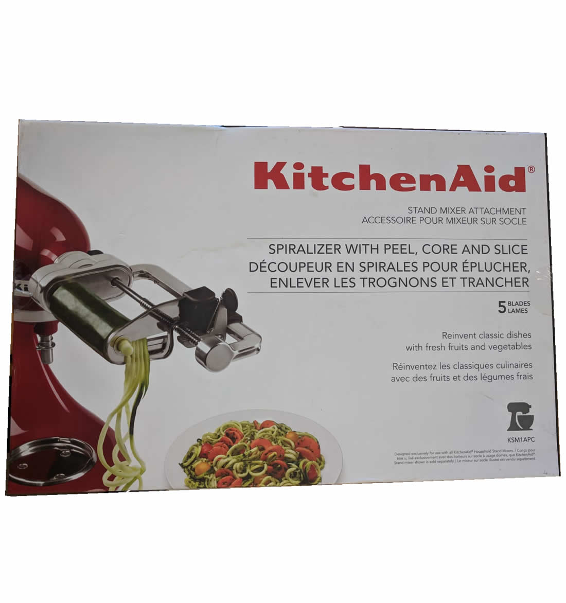 KitchenAid 5 Blade Spiralizer Attachment KSM1APC Stand Mixers Peel Core
