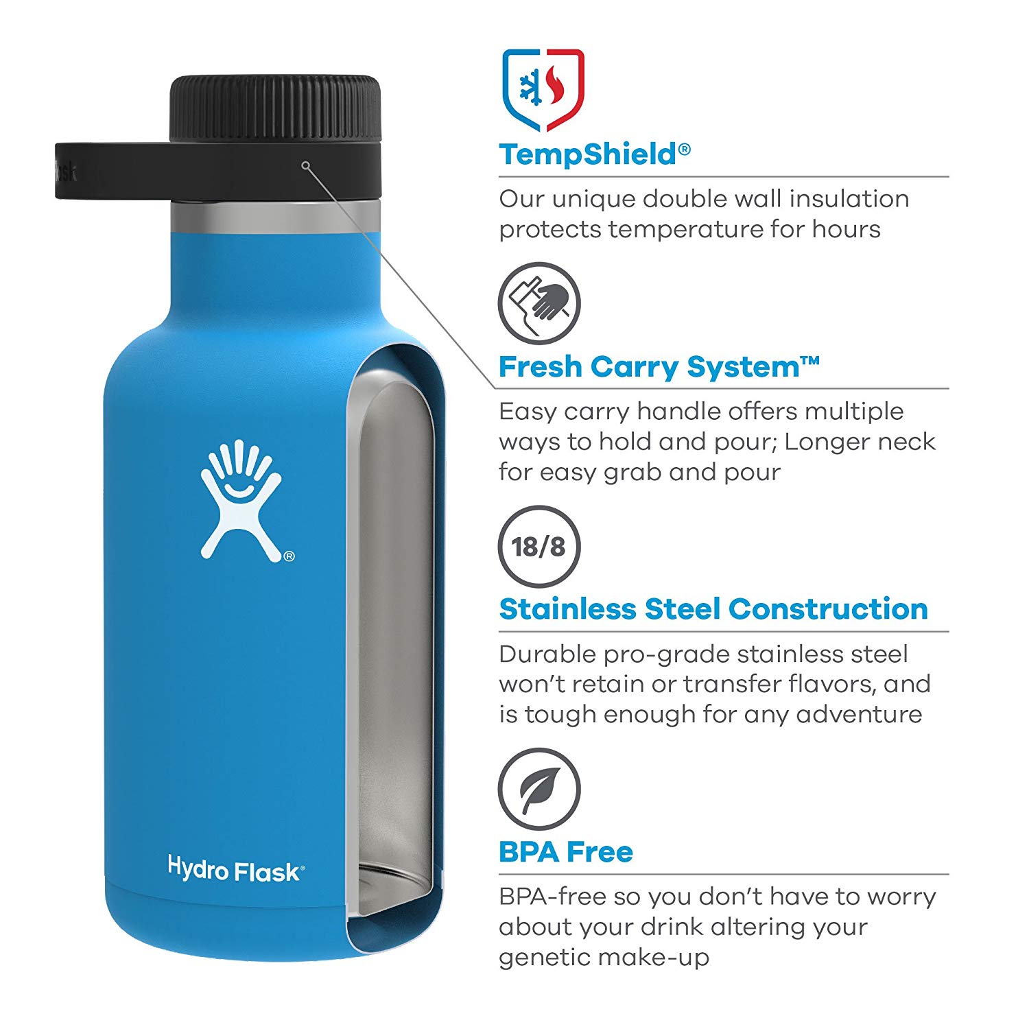 Hydro Flask Growler TempShield Double Insulated Stainless Steel 32 Oz ...