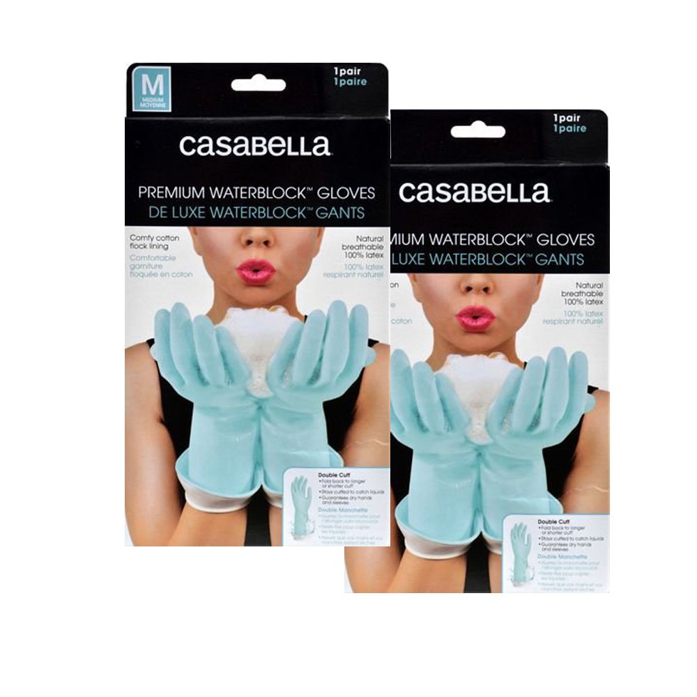 Casabella Waterblock Latex Gloves Tapered Fit & Double Cuff Medium 2