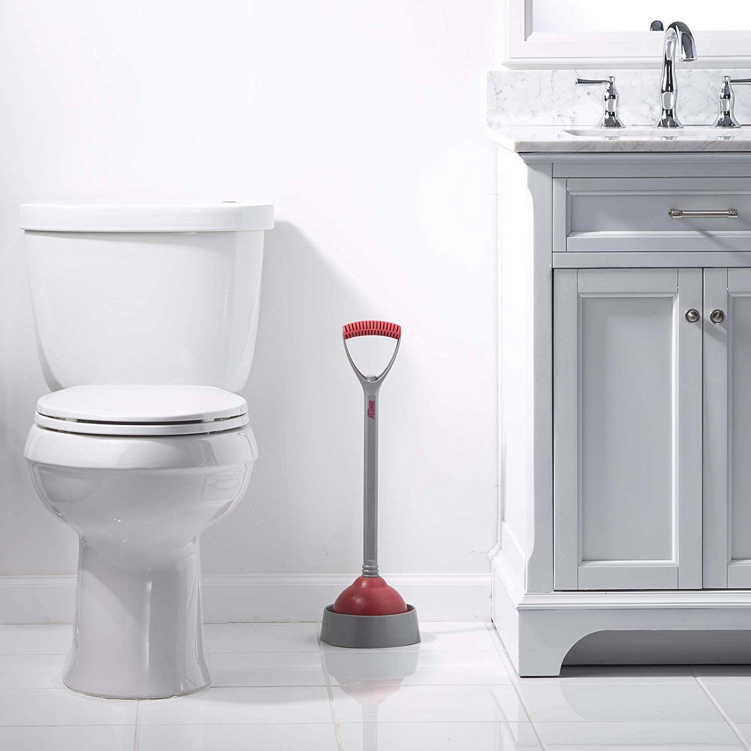 Liquid Plumr Deluxe Toilet Plunger & Caddy Keeps Floors Dry & Clean