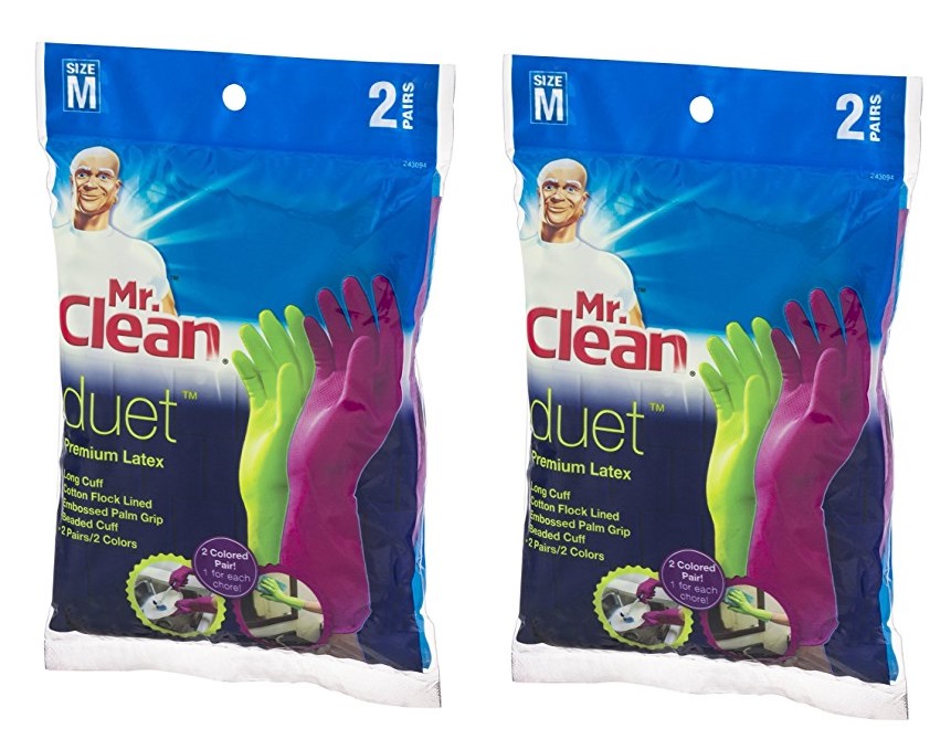 Mr. Clean Duet Natural Latex Gloves BPA Free Medium 12 Inch 2 Pack, Purple Green 11171230936 eBay