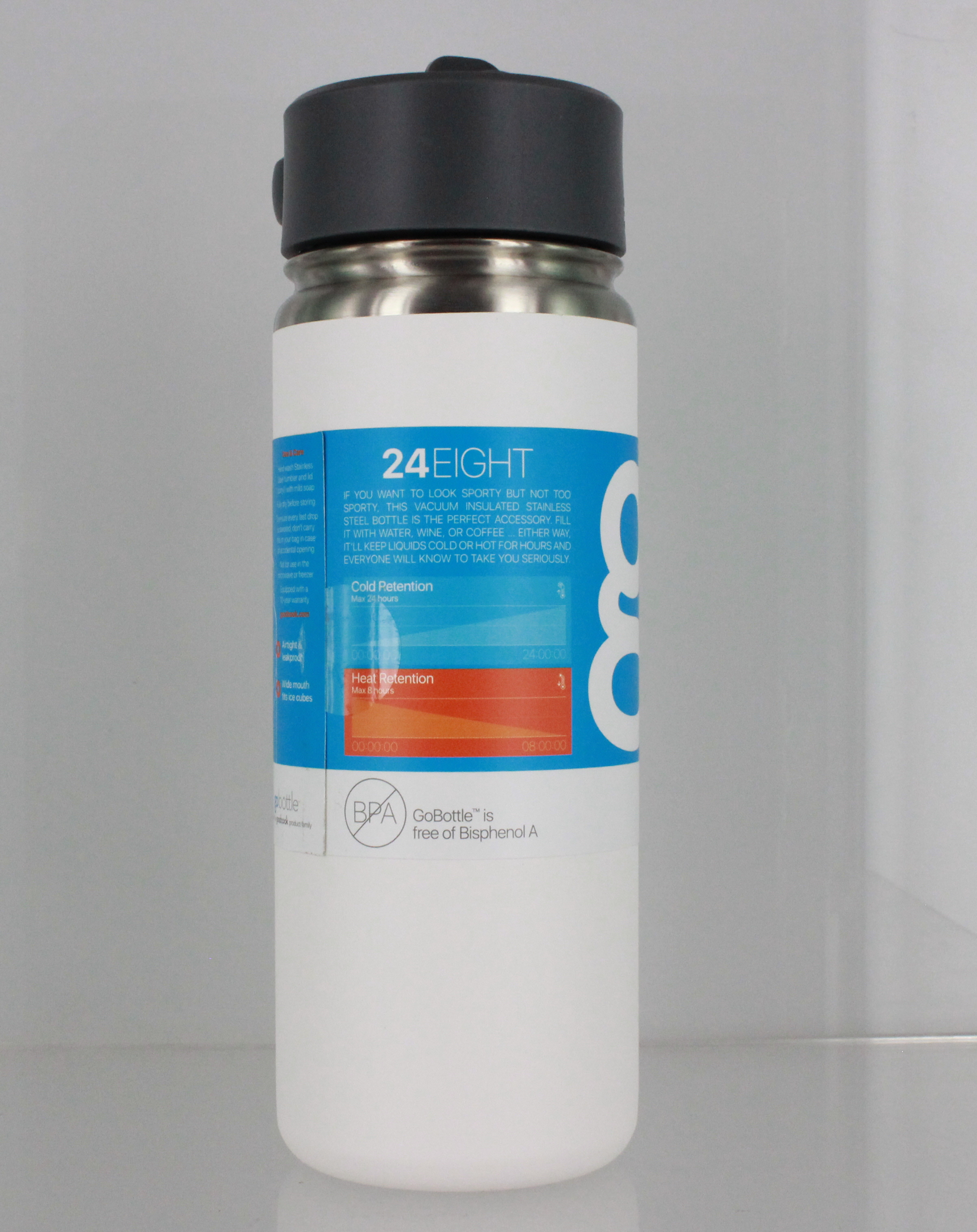 Go Bottle Vacuum Insulated Stainless Steel Hot /& Cold Sipper Bottle 18 Oz White