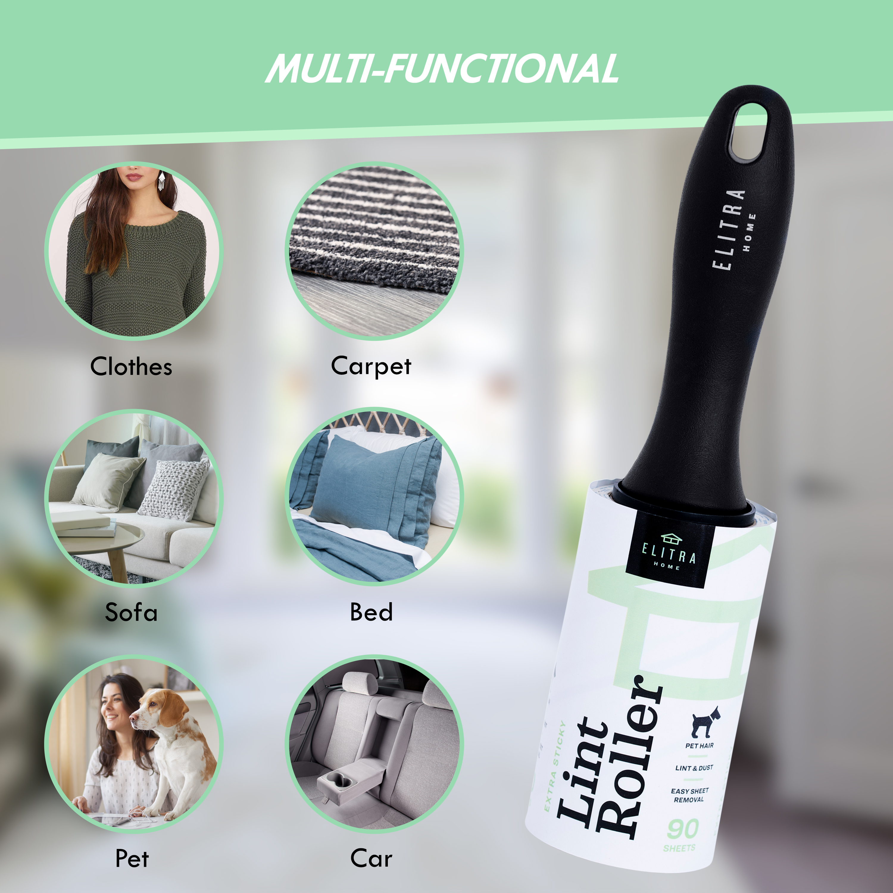 Elitra Lint Roller for Pet Hair Extra Sticky Reusable Lint Remover eBay