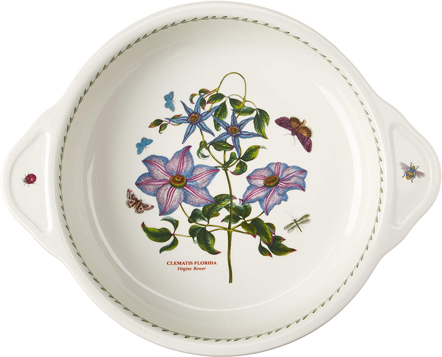 Portmeirion Botanic Garden Round Baking Dish with Handles, Porcelain