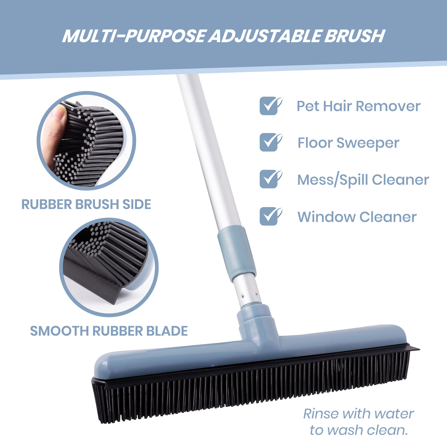ELITRA-180-515 Pet Hair Cleaning Broom and Squeegee with Adjustable ...