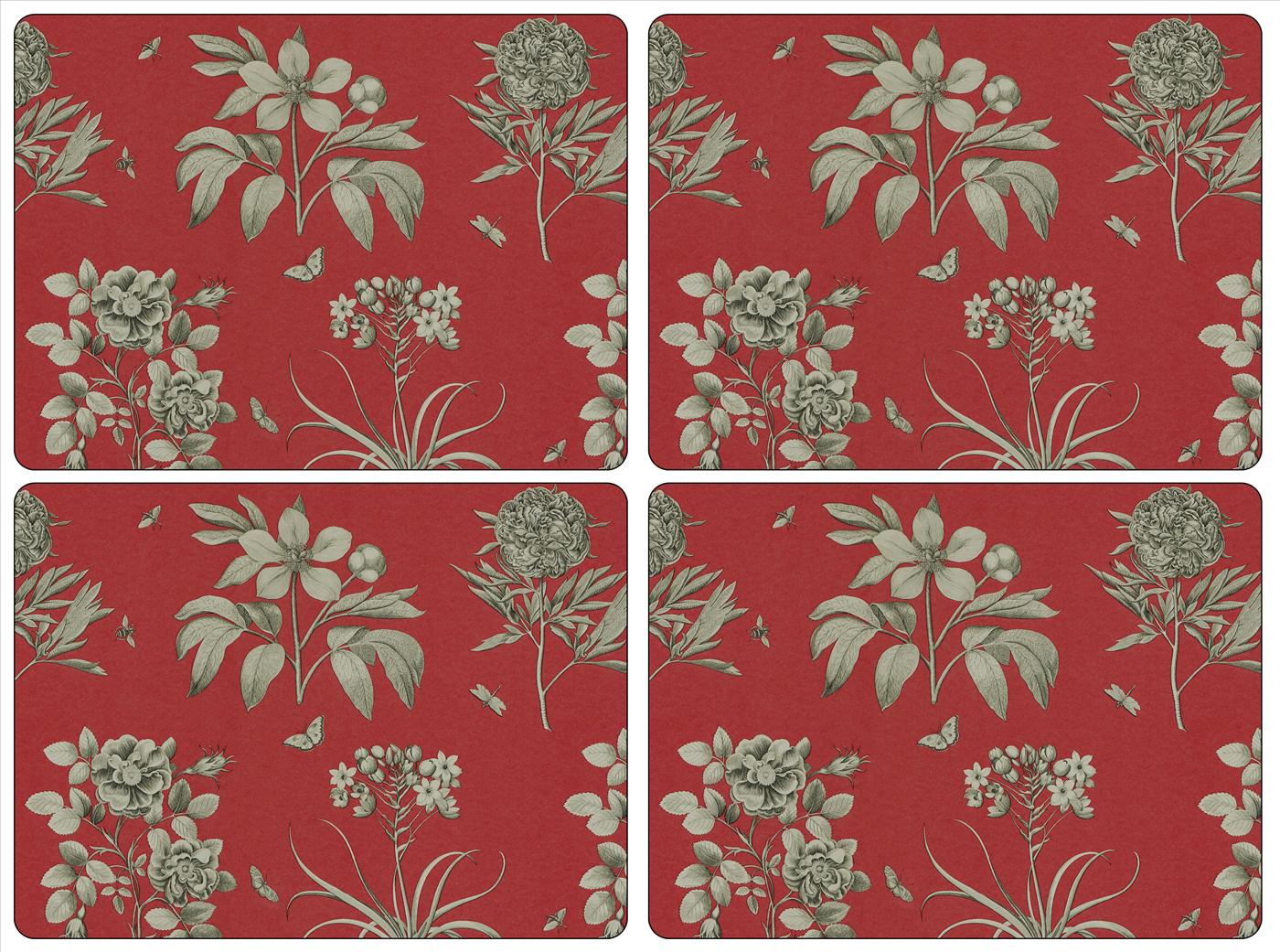 Pimpernel Sanderson Etchings & Roses Red CorkBacked Placemats 4 Set 15